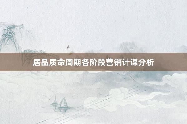 居品质命周期各阶段营销计谋分析